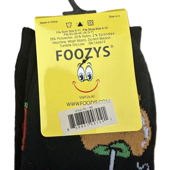 New Foozys Candy Carmel Apple Design Fall Pattern Crew Socks Women's One Size - Picture 3 of 3
